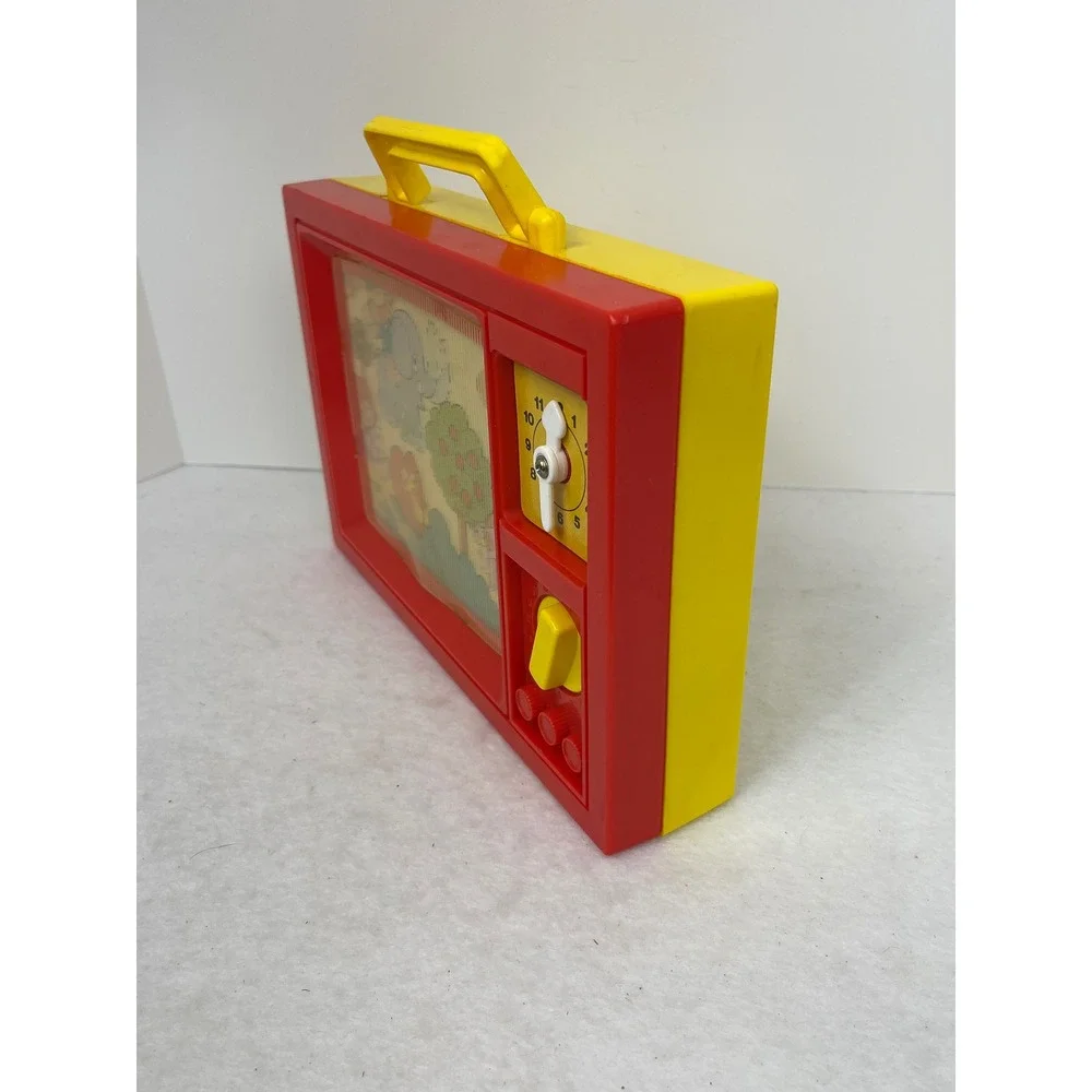 Blue Box Musical Toy TV Unisex OS 1979 Scrolling Animal Screen Red Yellow Good